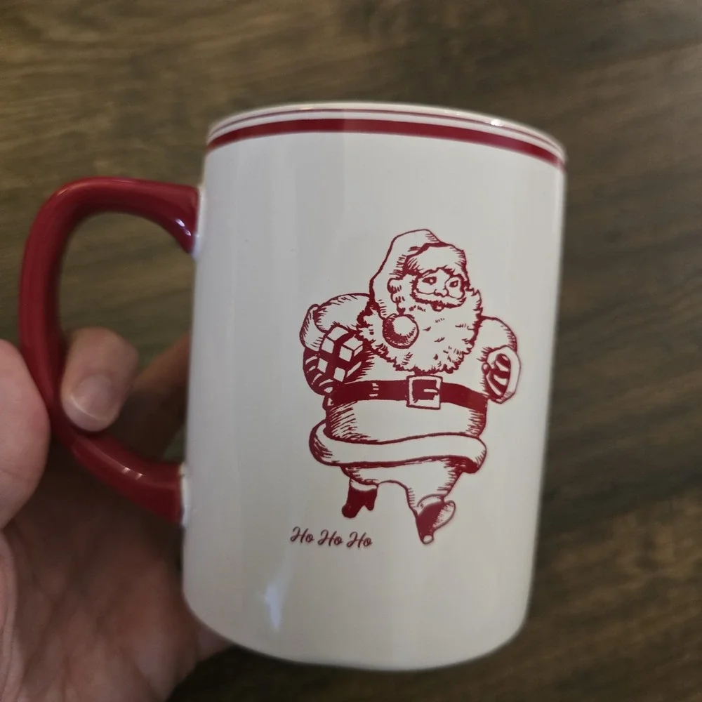 Vintage Sur La Table Santa Mug White Red Christmas St Nick Holiday‎ Coffee
